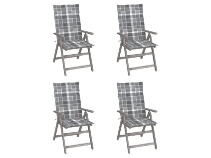 vidaXL Záhradné sklápacie stoličky 4 ks s podložkami akáciový masív