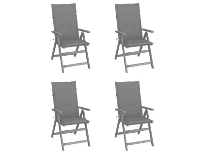 vidaXL Záhradné sklápacie stoličky 4 ks s podložkami akáciový masív