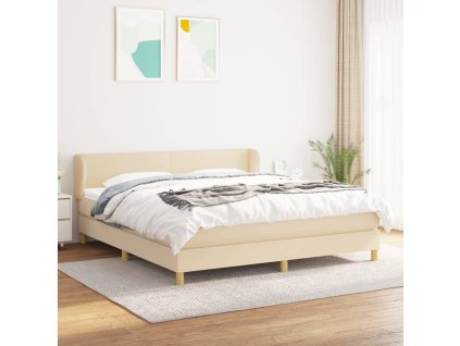 vidaXL Posteľný rám boxspring s matracom krémový 180x200 cm látka