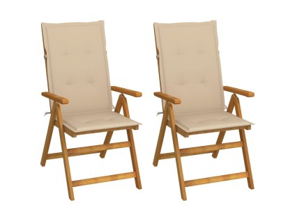 vidaXL Záhradné sklápacie stoličky 2 ks s podložkami akáciový masív