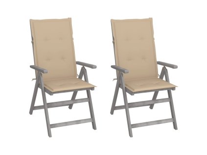 vidaXL Záhradné sklápacie stoličky 2 ks s podložkami akáciový masív