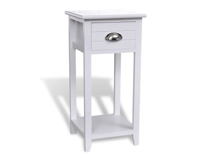 vidaXL Nočný stolík s 1 zásuvkou, biely
