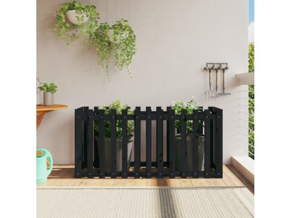 vidaXL Vyvýšený záhon s dizajnom plotu čierny 150x50x70 cm borovica