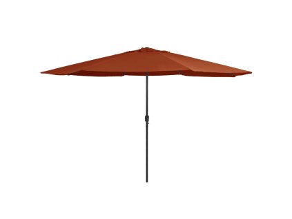 vidaXL Záhradný slnečník, kovová tyč 390 cm, tehlovo červený