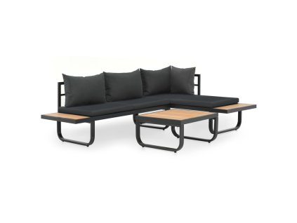 vidaXL 2-dielna záhradná rohová sedacia súprava, podložky, hliník, WPC