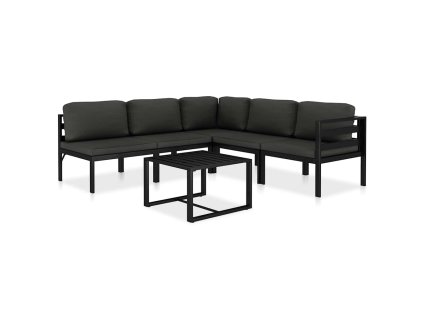 vidaXL 6-dielna záhradná sedacia súprava+podložky, hliník, antracitová