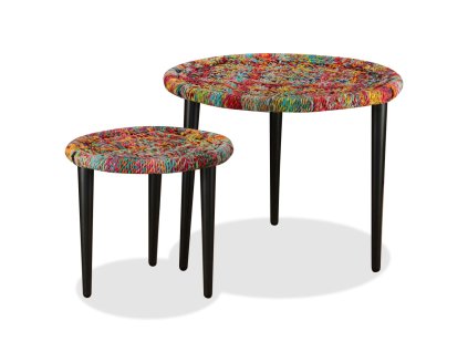 vidaXL Konferenčné stolíky s chindi prepletanými detailmi 2ks viacfarebné