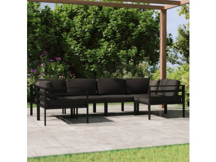 vidaXL 6-dielna záhradná sedacia súprava s vankúšmi hliník antracitová