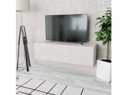 vidaXL TV skrinka, kompozitné drevo 120x40x34 cm, lesklá biela