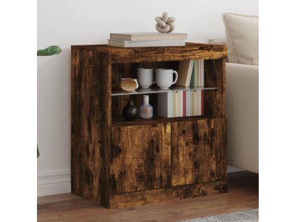 vidaXL Komoda s LED svetlami dymový dub 60x37x67 cm