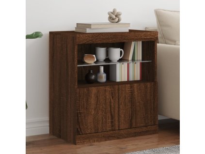 vidaXL Komoda s LED svetlami hnedý dub 60x37x67 cm