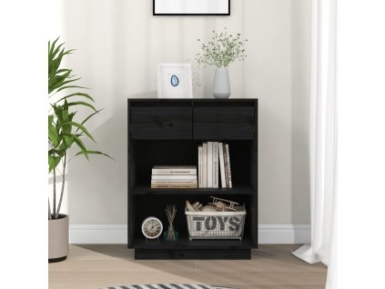 vidaXL Konzolová skrinka čierna 60x34x75 cm masívna borovica