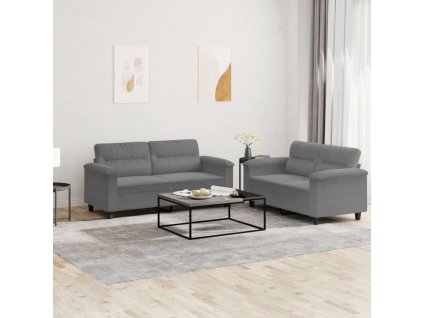 vidaXL 2-dielna sedacia súprava s vankúšmi tmavosivá mikrovlákno