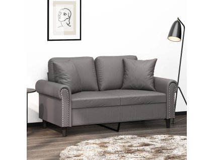 vidaXL 2-miestna pohovka s vankúšmi sivá 120 cm umelá koža