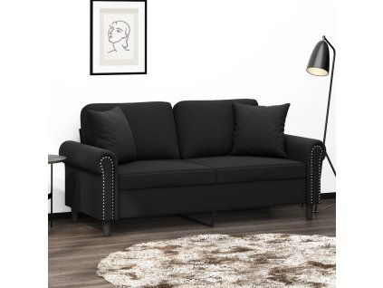 vidaXL 2-miestna pohovka s vankúšmi čierna 140 cm zamat