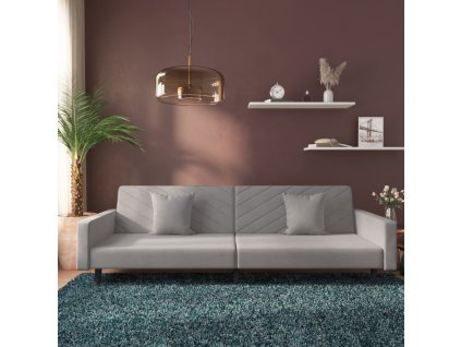 vidaXL 2-miestna rozkladacia pohovka s 2 vankúšmi bledosivá zamatová