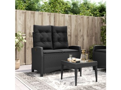 vidaXL Sklápacia záhradná lavička s vankúšmi čierna polyratan