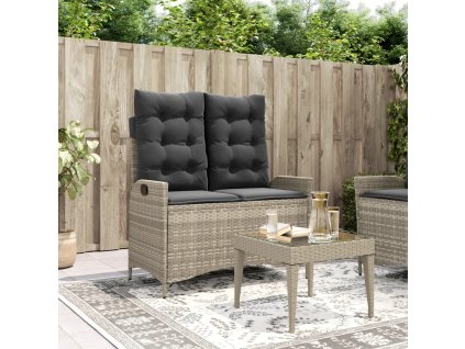 vidaXL Sklápacia záhradná lavička s vankúšmi svetlosivá polyratan