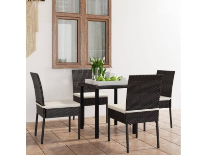 vidaXL 5-dielna záhradná jedálenská súprava čierna polyratan