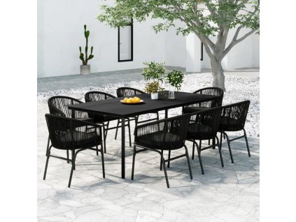 vidaXL 9-dielna záhradná jedálenská súprava čierna