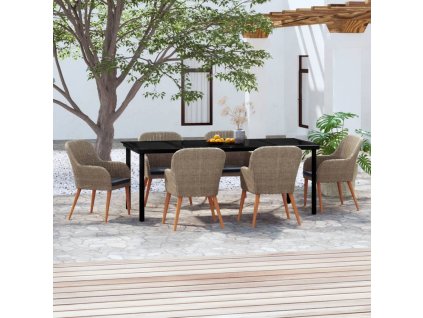 vidaXL 7-dielna záhradná jedálenská súprava so sedákmi hnedá