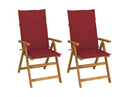 vidaXL Záhradné sklápacie stoličky 2 ks s podložkami akáciový masív