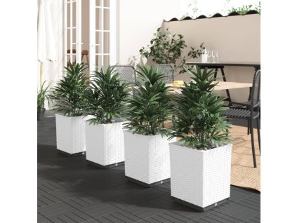 vidaXL Kvetináče 4 ks biele 30x30x37 cm polypropylén
