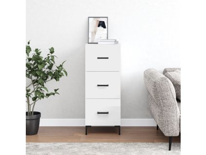 vidaXL Komoda lesklá biela 34,5x34x90 cm spracované drevo