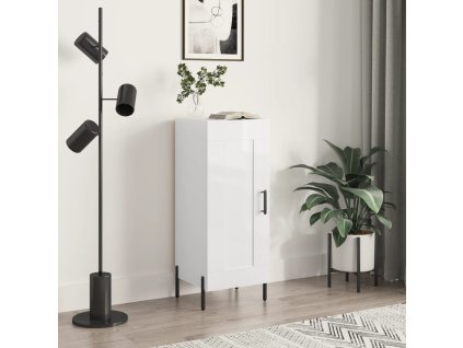 vidaXL Komoda lesklá biela 34,5x34x90 cm spracované drevo