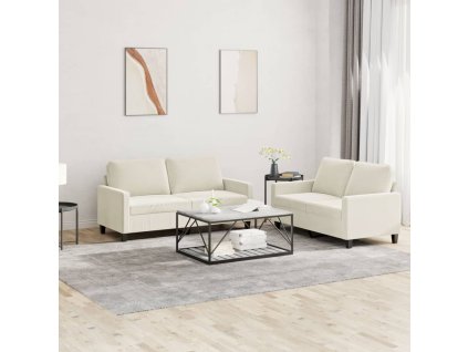 vidaXL 2-dielna sedacia súprava s vankúšmi krémová zamat