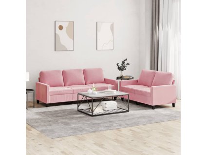 vidaXL 2-dielna sedacia súprava s vankúšmi ružová zamat