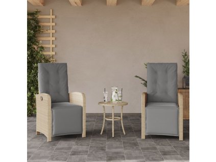 vidaXL Sklápacie záhradné kreslá 2 ks a podložky mix béžovej polyratan