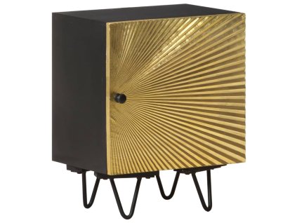 vidaXL Nočný stolík s mosadznými dvierkami 40x30x50 cm, mangový masív