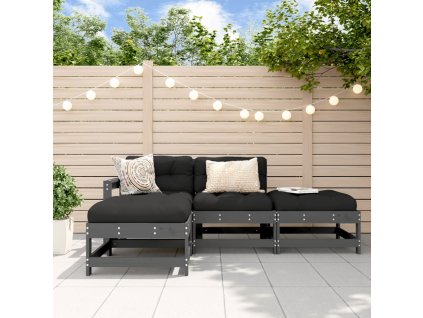 vidaXL 4-dielna záhradná sedacia súprava s vankúšmi sivá masívne drevo