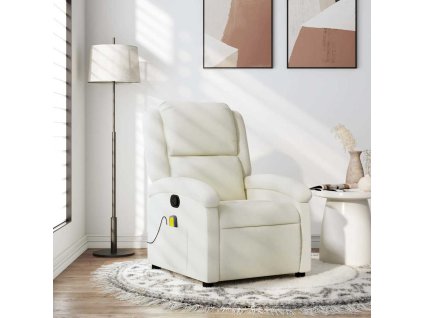 vidaXL Masážne sklápacie kreslo krémové zamatové