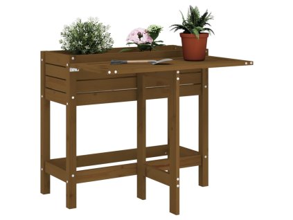 vidaXL Záhradný kvetináč so sklad.doskou medovo hnedý masívna borovica