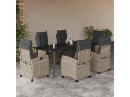 vidaXL 7-dielna záhradná jedálenská sada vankúše bledosivá polyratan