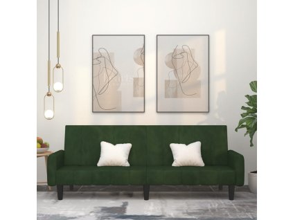 vidaXL 2-miestna rozkladacia pohovka, tmavozelená, zamat