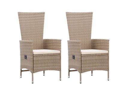 vidaXL Vonkajšie stoličky 2 ks s podložkami béžové polyratanové