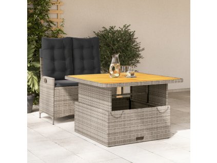 vidaXL 2-dielna záhradná jedálenská sada s podložkami sivá polyratan