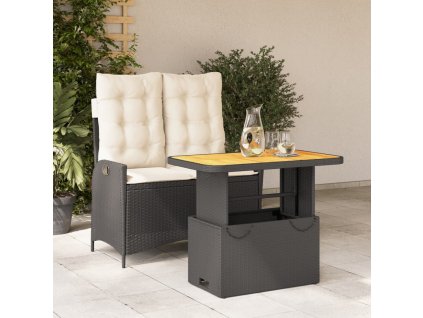 vidaXL 2-dielna záhradná jedálenská súprava a vankúše čierna polyratan