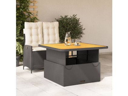 vidaXL 2-dielna záhradná jedálenská súprava a vankúše čierna polyratan