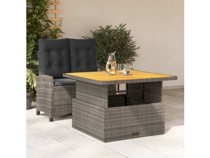 vidaXL 2-dielna záhradná jedálenská sada s podložkami sivá polyratan