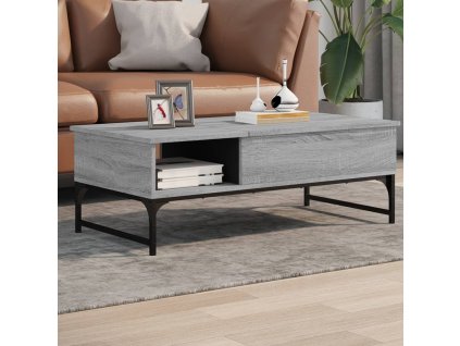 vidaXL Konferenčný stolík sivá sonoma 100x50x35cm kompozitné drevo+kov