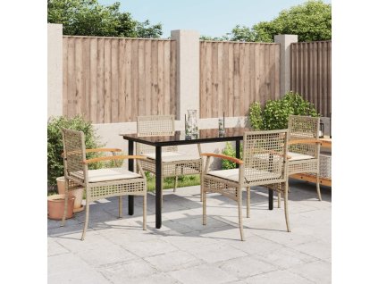 vidaXL 5-dielna záhradná jedálenská súprava a vankúše béžová polyratan
