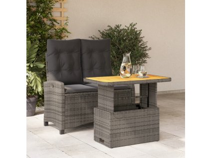 vidaXL 2-dielna záhradná jedálenská sada s podložkami sivá polyratan