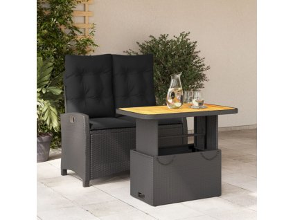 vidaXL 2-dielna záhradná jedálenská súprava a vankúše čierna polyratan