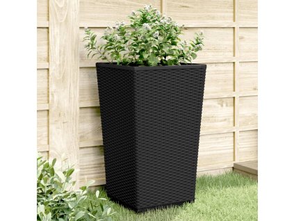 vidaXL Záhradné kvetináče 4 ks, čierne 32,5x32,5x57 cm, PP