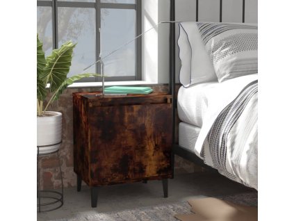 vidaXL Nočné stolíky, kovové nohy, tmavý dub 40x30x50 cm