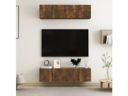 vidaXL TV stolíky 4 ks hnedý dub 60x30x30 cm kompozitné drevo